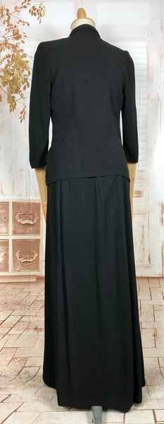 Amazing 1930s Long Line Skirt Suit With Fuchsia Pink Beaded Accents