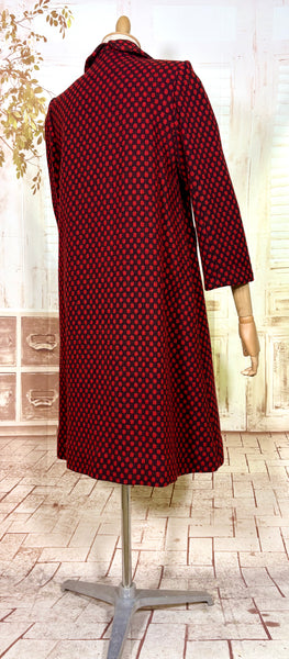 Fabulous Late 1940s Red And Black Check Coat By Betty Rose