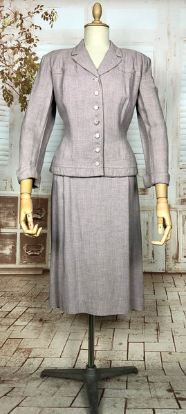 Fabulous Original Late 1940s / Early 1950s Heather Pink Lilac Skirt Suit By Glenhaven
