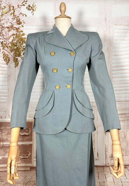 Exceptional Duck Egg Blue Tiered 1940s Suit