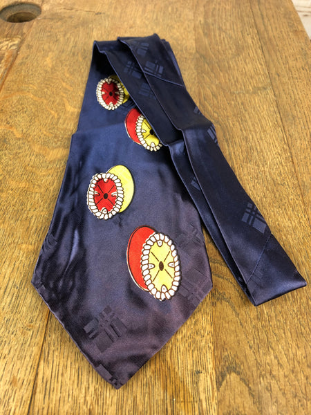 1940s Navy American Swing Tie with Red & Yellow Medallion Print – Washington Shirt Co.