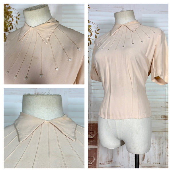 1940s Blush Pink Arrow Detail Blouse