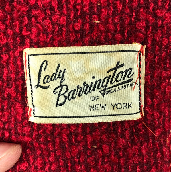 Exquisite Volup Lipstick Red 1940s Boucle Swing Coat With Huge Bishop Sleeves