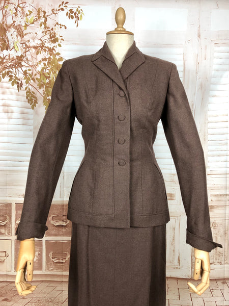 Gorgeous Milk Chocolate Brown 1940s Skirt Suit - Made in California