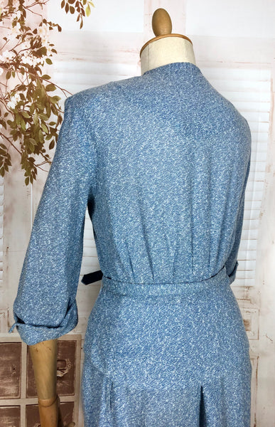 Wonderful Late 1940s Sky Blue Belted Skirt Suit