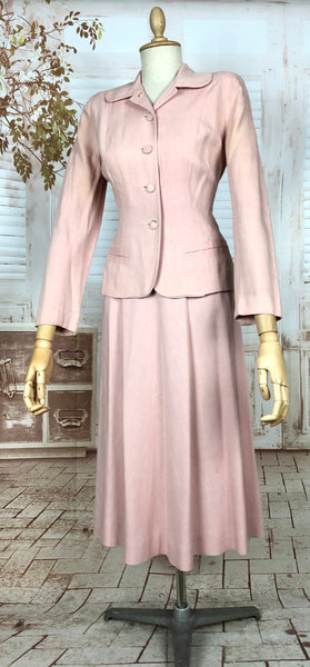 Amazing Original 1940s Vintage Blush Pink Summer Suit By Betty Rose