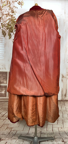 Exquisite Volup Lipstick Red 1940s Boucle Swing Coat With Huge Bishop Sleeves