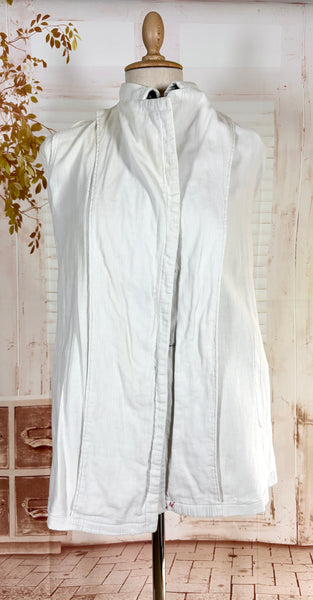 1930s White Self-Striped Lightweight Coat | Art Deco Era Vintage Jacket