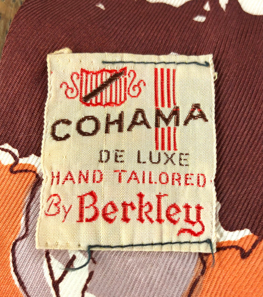 1940s Brown, Orange & Lilac Grey Novelty American Rayon Swing Tie – Cohama De Luxe