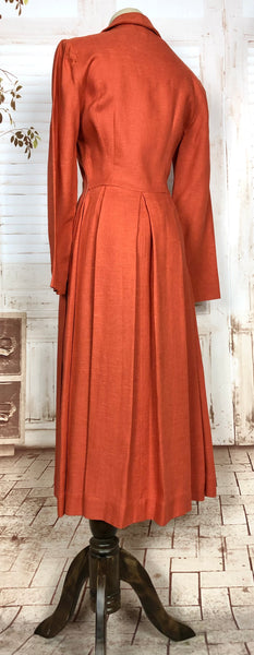 Gorgeous Original 1940s Vintage Orange Moygashel Linen Princess Coat