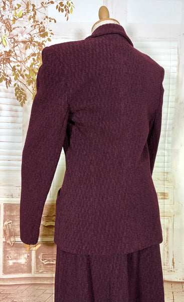 Magical 1940s Plum Purple Textured Suit With Spiderweb Buttons