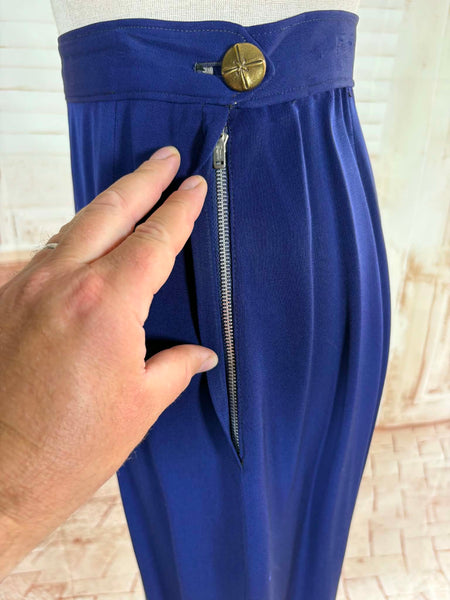 Exquisite Royal Blue 1940s Gabardine Suit With Western Stitching Detail