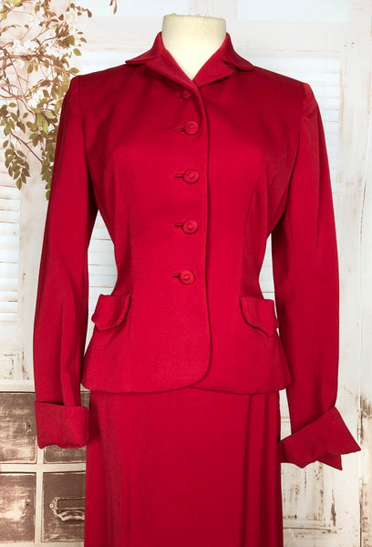 Exquisite Original 1940s Vintage Lipstick Red Betty Rose Suit