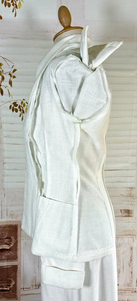 White 1940s Summer Suit With Button Details