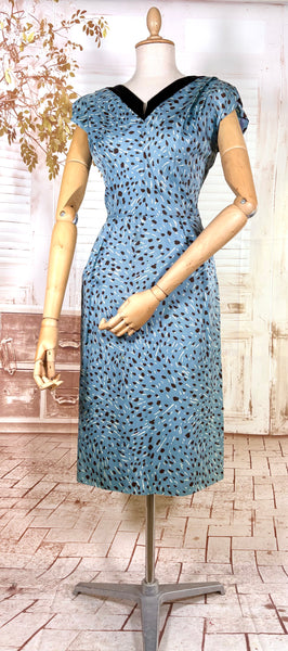 Late 1940s / Early 1950s Blue Print Dress Suit