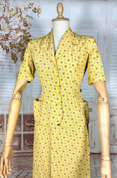Beautiful Yellow Rayon Faille 1940s Summer Suit