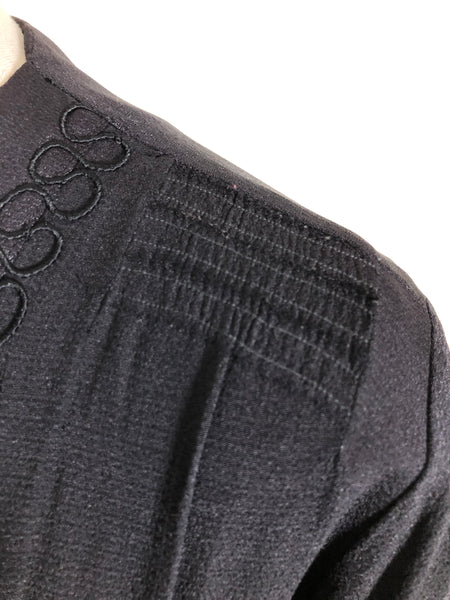 Classic Lightweight 1930s Black Crepe Coat With Soutache Trim