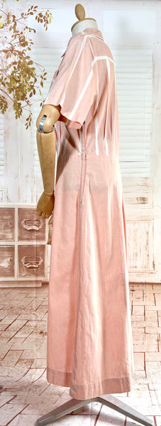 Pale Pink Striped Volup 1940s Day Dress by Westover Wearables