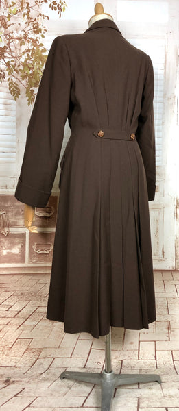 LAYAWAY PAYMENT 2 OF 4 - RESERVED FOR SARA - Wonderful Classic 1940s Original Vintage Wartime Chocolate Brown Belt Back Princess Coat With Dinner Plate Double Elevens Utility Label