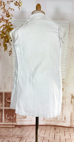 1930s White Self-Striped Lightweight Coat | Art Deco Era Vintage Jacket