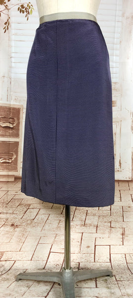 Amazing Blue Striped Rayon Faille 1940s Suit Volup Capable