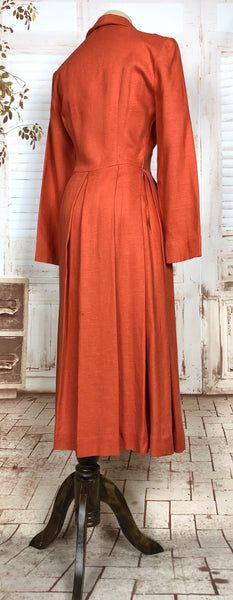 Gorgeous Original 1940s Vintage Orange Moygashel Linen Princess Coat