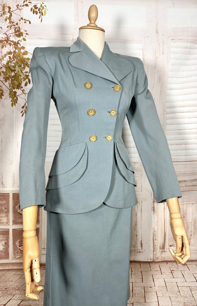 Exceptional Duck Egg Blue Tiered 1940s Suit
