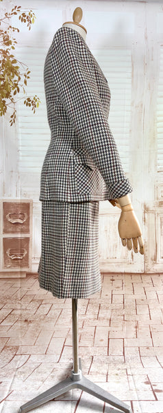 1940s Peck & Peck Houndstooth Scottish Wool Skirt Suit