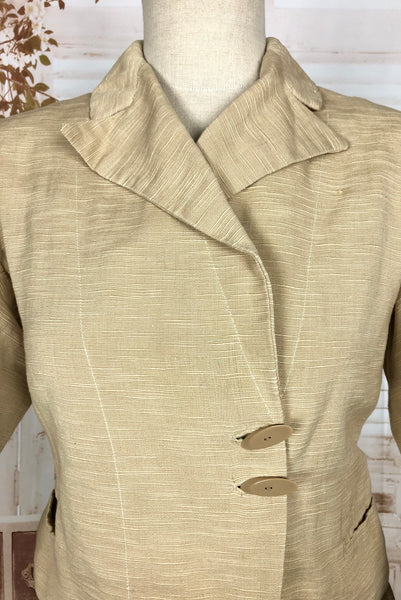 Rare Original 1930s Vintage Asymmetric Cream Rayon Faille Skirt Suit