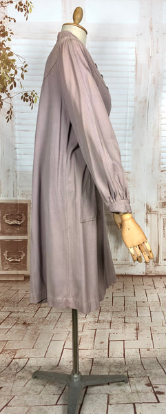 Exceptional Pale Lilac 1940s Belt Through Gabardine Swing Coat