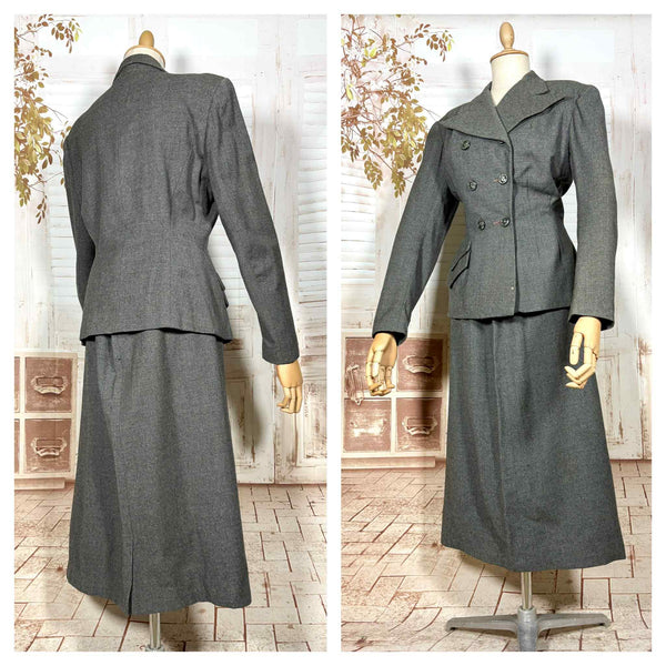 Fabulous Grey 1930s Double Breasted Skirt Suit