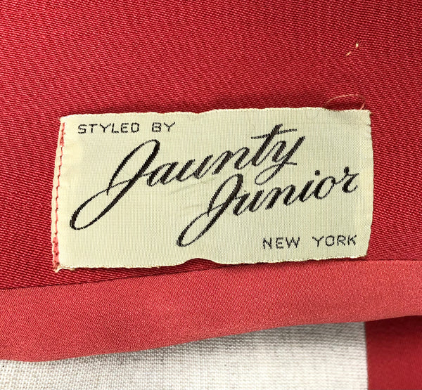 Incredible Original 1940s Vintage Coral Red Gabardine Skirt Suit By Jaunty Juniors