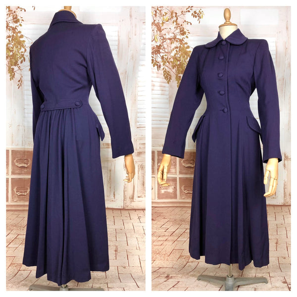 Super Rare 1940s Purple Gabardine Belt Back Princess Coat