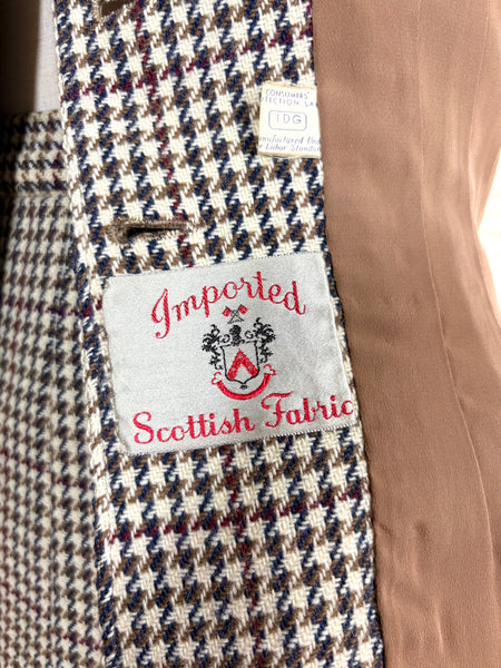 1940s Peck & Peck Houndstooth Scottish Wool Skirt Suit