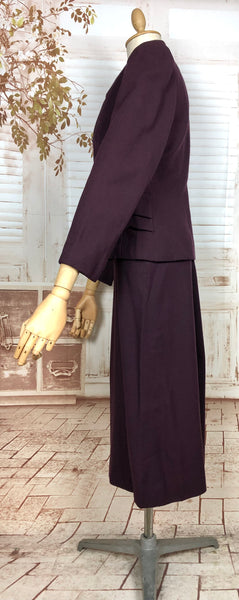 Incredible Rare 1940s Original Volup Vintage Purple Wool Crepe Dress Suit