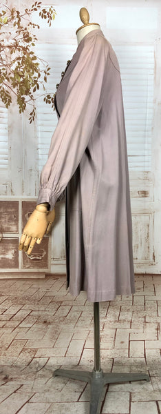 Exceptional Pale Lilac 1940s Belt Through Gabardine Swing Coat