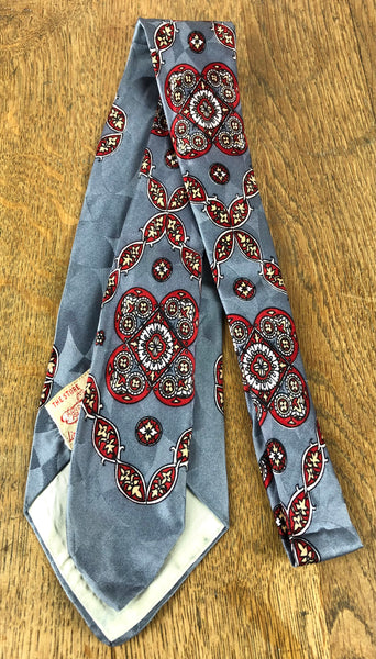 Striking Silver And Red 1940s Swing Tie By Lipman Wolfe & Co