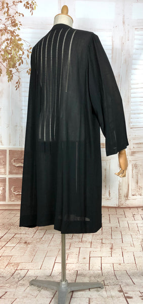 1930s Lightweight Black Crepe Coat with Pintuck and Open Work Detailing
