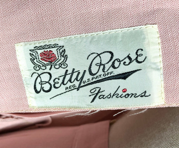 Amazing Original 1940s Vintage Blush Pink Summer Suit By Betty Rose