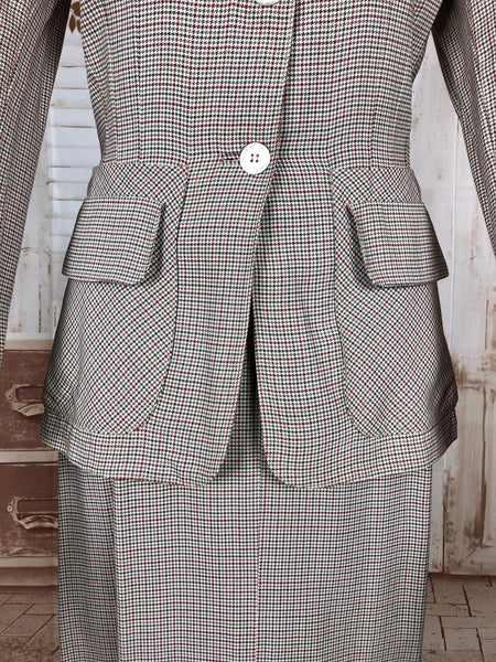 Beautiful Original Late 1940s / Early 1950s Micro Check Houndstooth Suit Life Savers By Kirkland Hall