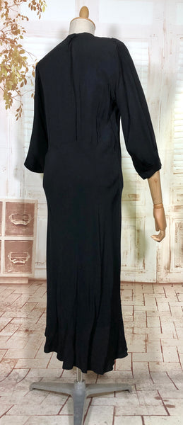 Incredible Avant Garde 1930s Black Evening Dress With Statement Sleeves