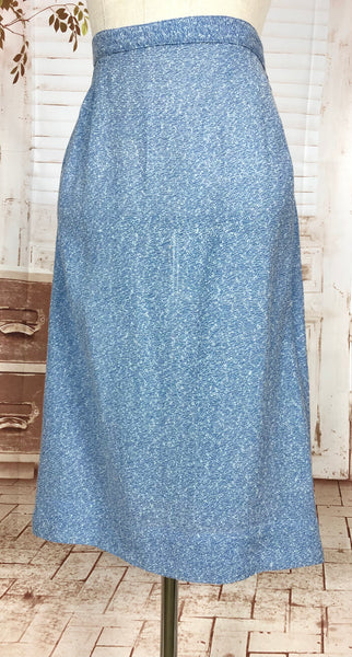 Wonderful Late 1940s Sky Blue Belted Skirt Suit