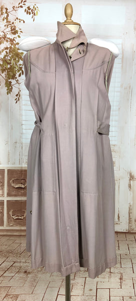 Exceptional Pale Lilac 1940s Belt Through Gabardine Swing Coat