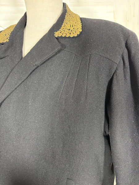 Exceptionally Rare 1940s Gold Lamé Embroidered Coat By Evalen