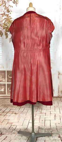 Fabulous Late 1940s / Early 1950s Red Collarless Boucle Coat