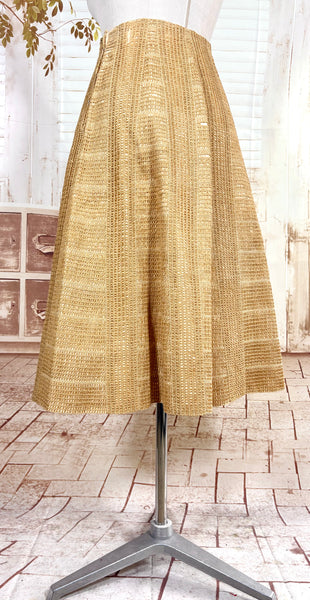 Unusual Late 1940s / Early 1950s Woven Hemp / Raffia Summer Skirt - French Couture