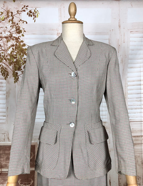 Beautiful Original Late 1940s / Early 1950s Micro Check Houndstooth Suit Life Savers By Kirkland Hall