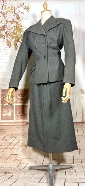 Fabulous Grey 1930s Double Breasted Skirt Suit