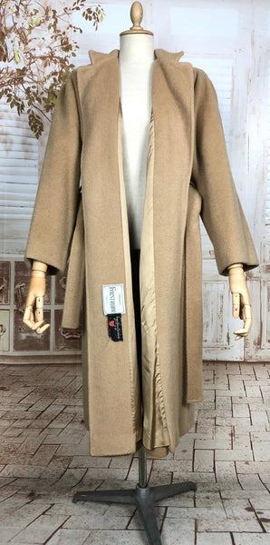 LAYAWAY PAYMENT 1 OF 2 - RESERVED FOR KARINA - Exquisite Original 1940s Vintage Tan Wool Belted Wrap Coat