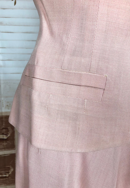 Amazing Original 1940s Vintage Blush Pink Summer Suit By Betty Rose